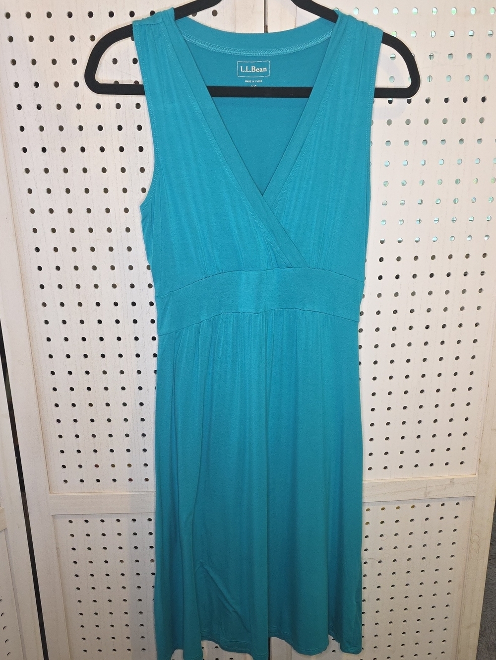 L.L. Bean Women's Teal Summer Knit Sleeveless V-Neck Midi Dress XS